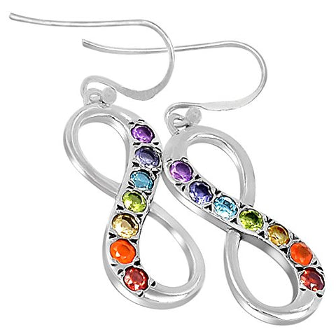 Xtremegems Infinity Healing Chakra 925 Sterling Silver Earrings Jewelry 1 3/4 CP228