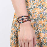 YGLINE Chakra Beaded 3 Wrap Bracelet for Women Boho Handmade Adjustable Stackable Strand Bracelet Jewelry