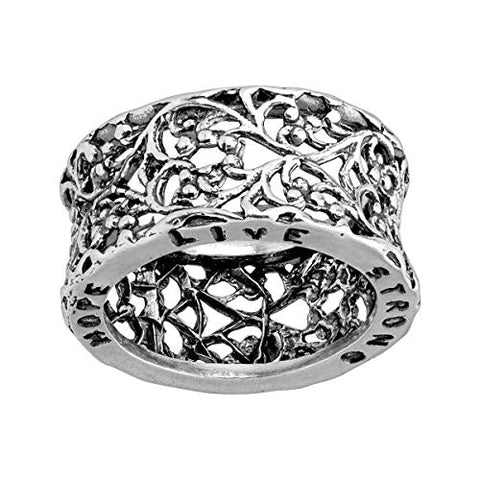 Silpada 'Hope, Live, Strong' Filigree Engraved Band Ring in Sterling Silver, Size 8