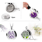 RoyAroma 2PCS Aromatherapy Essential Oil Diffuser Necklace Two Patterns Pendant Locket Jewelry,23.6"Adjustable Chain Stainless Steel Perfume Necklace