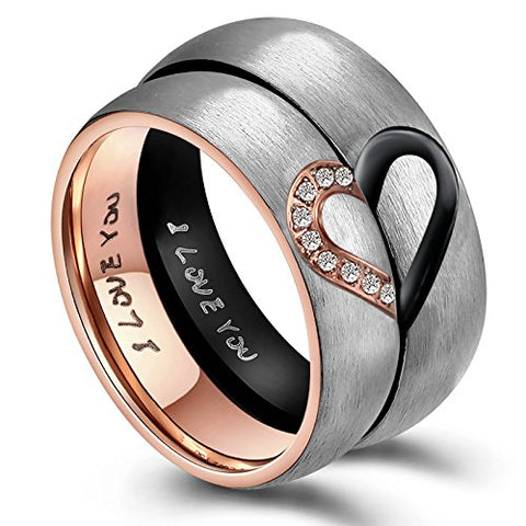 ANAZOZ His & Men's for Real Love Heart Promise Ring Stainless Steel Wedding Engagement Bands 6MM US Size 11