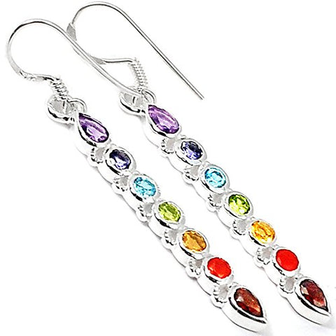 Xtremegems Healing Chakra 925 Sterling Silver Earrings Jewelry 2" AAACP139