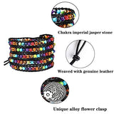 PLTGOOD Bead Chakra Bracelet Cuff Rope Bead 5 Wrap Adjustable 7 Chakras Healing Bracelet for Men Women - Handmade Yoga Stone Beads Bracelet Bangle