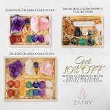 ZATNY Travel Chakra Crystals Collection - 7 Chakra Set Tumbled Stones, Chakra Pendulum, Interchangeable Cage Necklace, Reference Card, Portable Case, Ebook