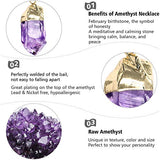 BOUTIQUELOVIN Full Wire Wrap Raw Amethyst Stone Pendant Necklace Natural Healing Chakra Crystals for Women (Gold Dipped)