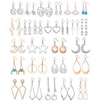 10-12 Pairs Assorted Dangling Earrings for Women-Gold/Silver/Retro Color Boho Dangle Earrings Set for Women-Hollow Out Carved Star Earrings Dangle for Teen Girl (#2 gold/silver)