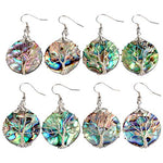SUNYIK Rainbow Abalone Shell Tree of Life Dangle Earrings for Women, Silver Plated