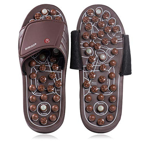 BYRIVER Acupressure Foot Massager Reflexology Massage Tools Mat, Health Sandals Shoes Slippers, Relief Fatigue, Heel, Back Pain Relaxation Gifts for dad mom(03L)