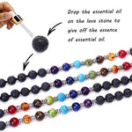PERNNLA PEARL 7 Chakra Reiki Healing Necklace Essential Oil Lava Rock Diffuser Necklace Handmade Long Beaded Jewelry for Women Multi-Strand Gemstone Endless Necklace