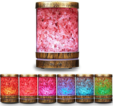 AIGOCEER Essential Oil Diffuser Himalayan Salt Lamp Cool Mist Humidifier 3 in 1. 120ml Ultrasonic Aroma Diffusers Humidifier. 7 Colors Changing LED Night Lights, Waterless Auto Shut-Off - Bronze
