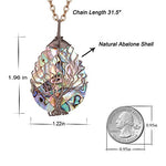 Tear Drop Abalone Tree of Life Necklace - Wire Wrap Abalone Shell Tree of Life Healing Crystal Pendant Necklace
