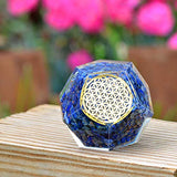 Orgone Crystal – Flower of Life Orgone Energy Generator Self-Motivation – Lapis Lazuli orgonite Dodecahedron Crystal for – Emf Protection Inner Healing Meditation Tool
