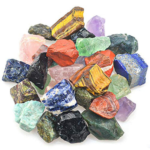 FORBY 3 lbs Bulk Rough Madagascar Stones Mix - Large 1" Natural Raw Stones Crystal for Tumbling, Cabbing, Fountain Rocks, Decoration,Polishing, Wire Wrapping, Wicca & Reiki Crystal Healing