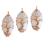 JOVIVI 4pcs Vintage Tree of Life Wire Wrapped Copper Marquise Natural Amethyst Quartz Gemstones Healing Crystal Chakra Pendant Necklace w/Box