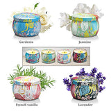 Large Size Scented Candles Gifts Sets for Women-Gardenia, Lavender, Jasmine and Vanilla, 4.4Oz Soy Wax Travel Tin Candle Fragrance Gift for Birthday Mother's Day Bath Yoga