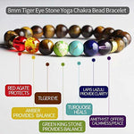 Men's and Women's Bead bracelet Bead Chakra Bracelet - 7 Chakras 8mm Aromatherapy Essential Oil Diffuser Bracelet Natural Stone Yoga Beads Bracelet Bangle (Tiger Eye)