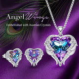 CDE Angel Wing Heart Jewelry Sets Gift Set for Women Pendant Necklaces and Earrings Anniversary Birthday Valentine's Day Jewelry Gifts for Women Love