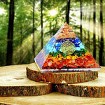 Orgone Chakra Pyramid- 7 Chakra Gemstone Orgonite Pyramid for Chakra Balancing- Emf Protection Psychic Meditation - Healing Love Yoga Chakra